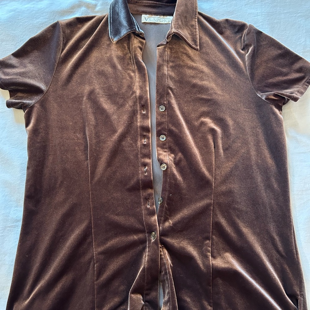 V Sport Brown Velvet Button Down Shirt